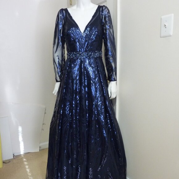 Mac Duggal 67113 Long Sleeve Embellished Evening Gown - Picture 10 of 16